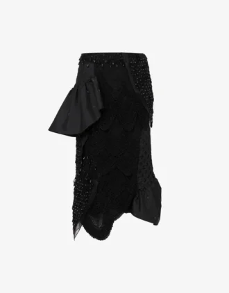 Falda de organza de seda bordada