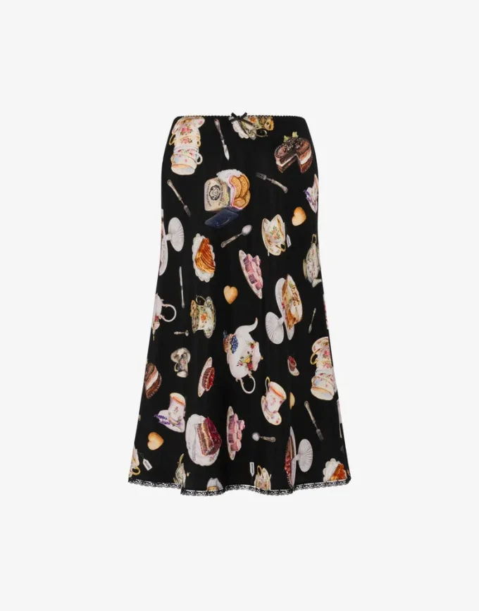 Falda de satén de seda estampada Falda de satén de seda estampada