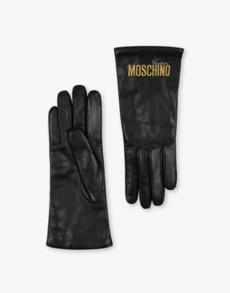 Guantes de piel napa con logotipo bordado