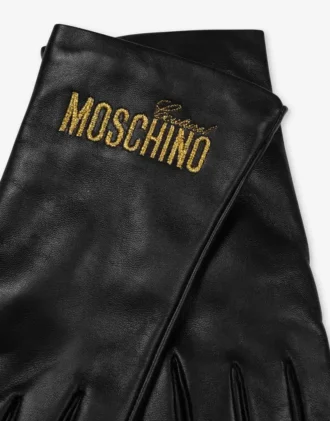 Guantes de piel napa con logotipo bordado