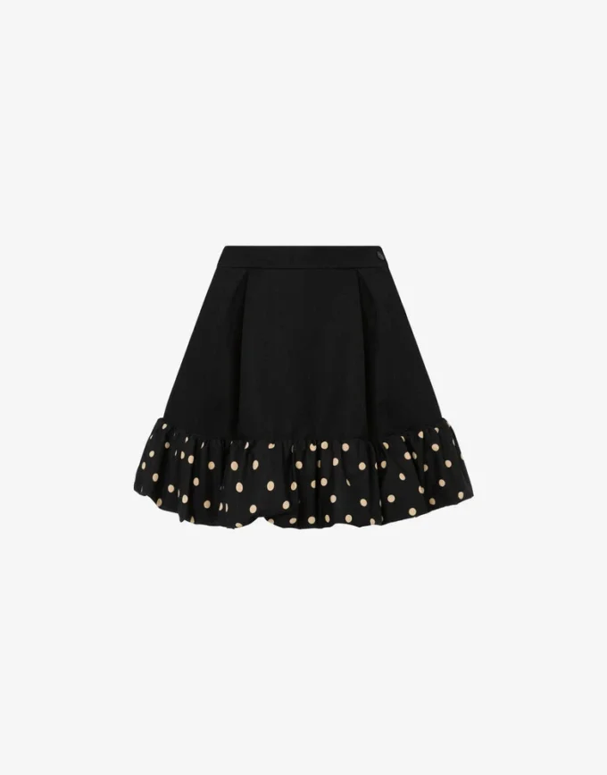 Minifalda diagonal de mezcla de lana con lunares