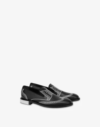 Mocasines de piel de becerro estampada