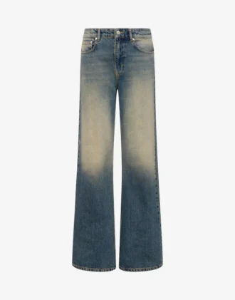 Pantalones acampanados de denim de algodón