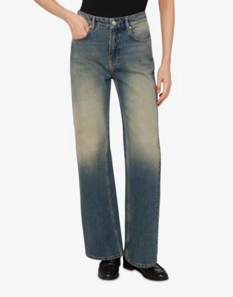Pantalones acampanados de denim de algodón