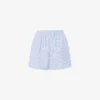 Pantalones cortos de popelín a rayas con bordado de ganso Pantalones cortos de popelín a rayas con bordado de ganso