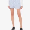 Pantalones cortos de popelín a rayas con bordado de ganso Pantalones cortos de popelín a rayas con bordado de ganso
