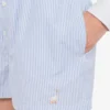 Pantalones cortos de popelín a rayas con bordado de ganso Pantalones cortos de popelín a rayas con bordado de ganso