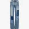 Pantalones de denim con patchwork Pantalones de denim con patchwork