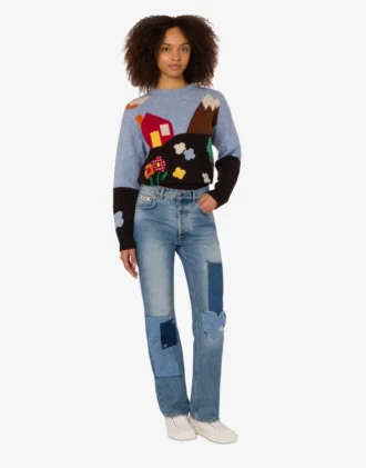 Pantalones de denim con patchwork