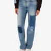 Pantalones de denim con patchwork Pantalones de denim con patchwork