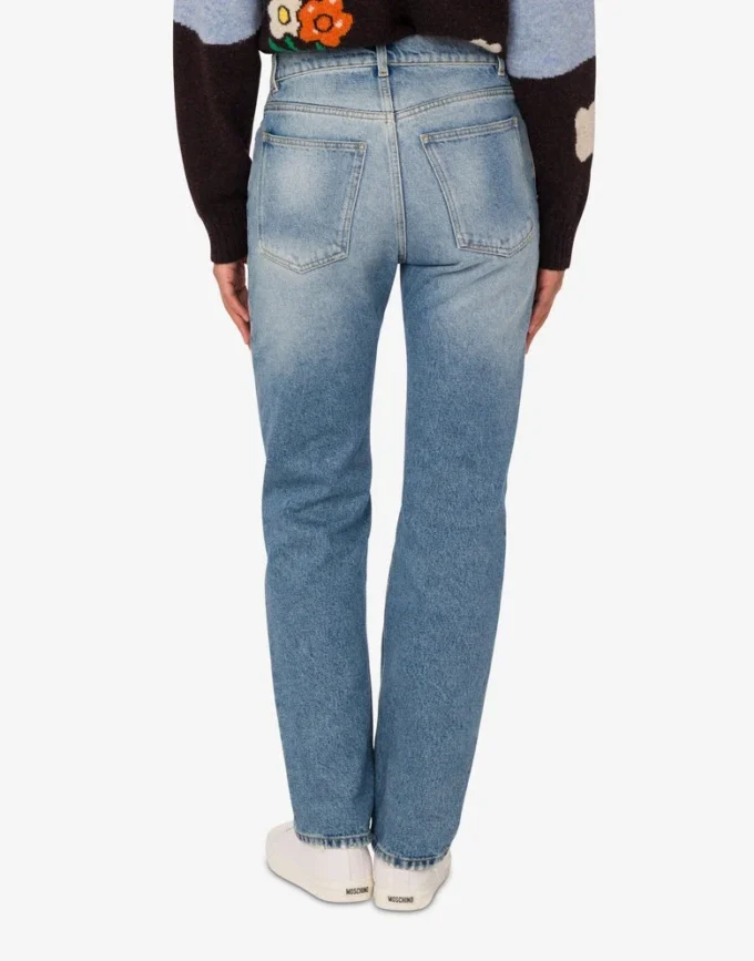 Pantalones de denim con patchwork Pantalones de denim con patchwork
