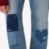 Pantalones de denim de algodón con parches Pantalones de denim de algodón con parches