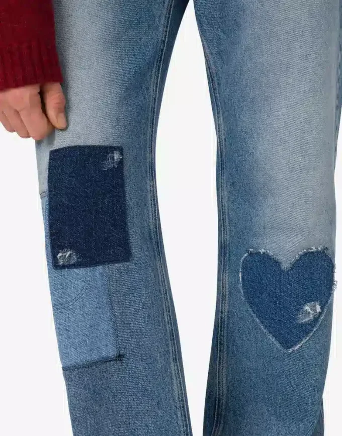 Pantalones de denim de algodón con parches Pantalones de denim de algodón con parches