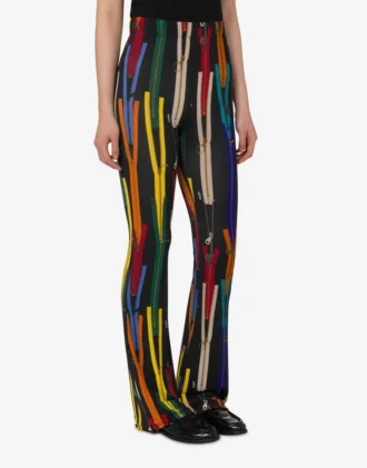 Pantalones de jersey elástico estampado