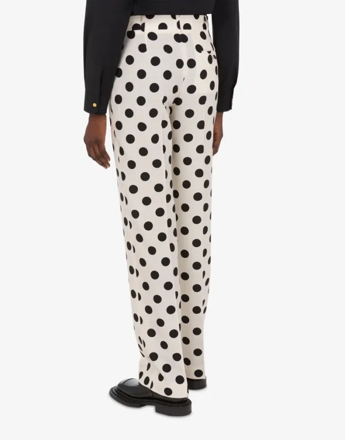 Pantalones de lana con estampado de lunares