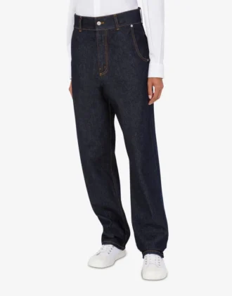 Pantalones de mezclilla azul Parche con corona de laurel