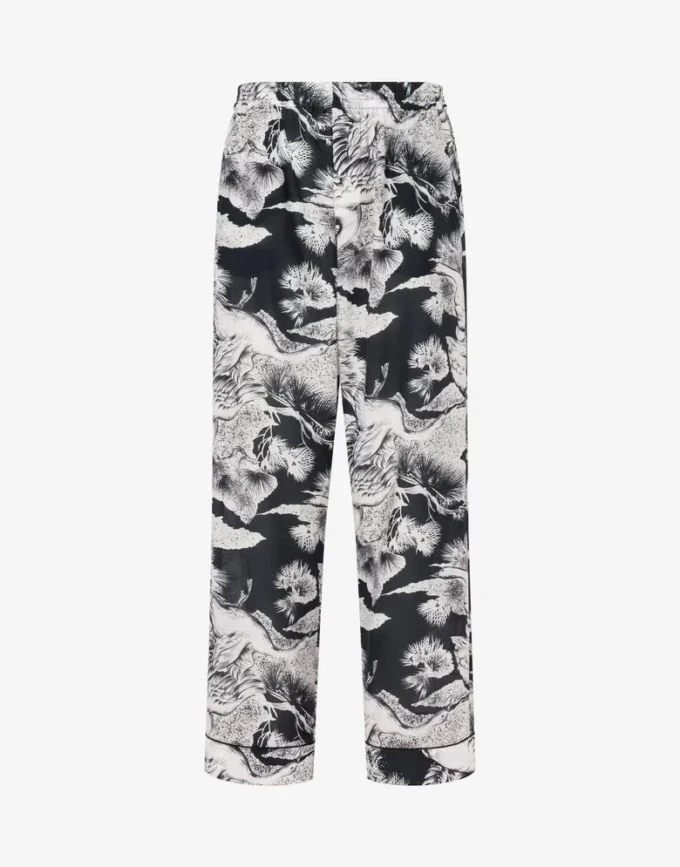 Pantalones ligeros de popelín de algodón con estampado de gansos Pantalones ligeros de popelín de algodón con estampado de gansos