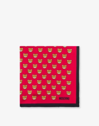 Pañuelo de seda con estampado de ositos de peluche por toda la superficie