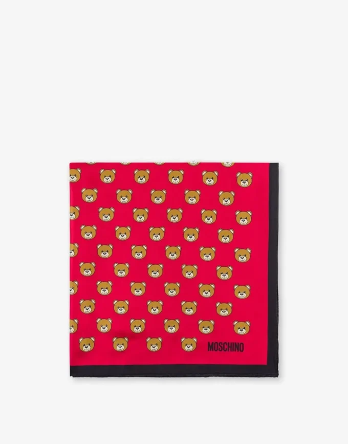 Pañuelo de seda con estampado de ositos de peluche por toda la superficie