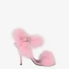 Sandalias de satén con plumas Sandalias de satén con plumas