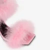 Sandalias de satén con plumas Sandalias de satén con plumas