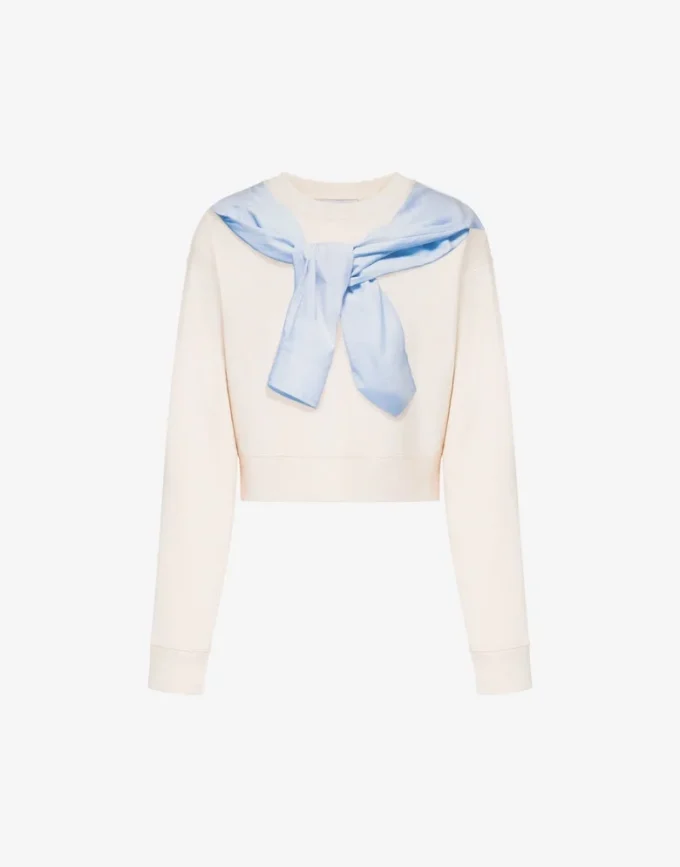 Sudadera corta estampada de algodón