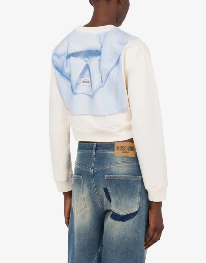 Sudadera corta estampada de algodón