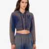 Sudadera corta estampada de algodón orgánico