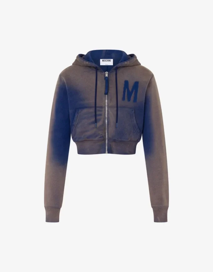 Sudadera corta estampada de algodón orgánico