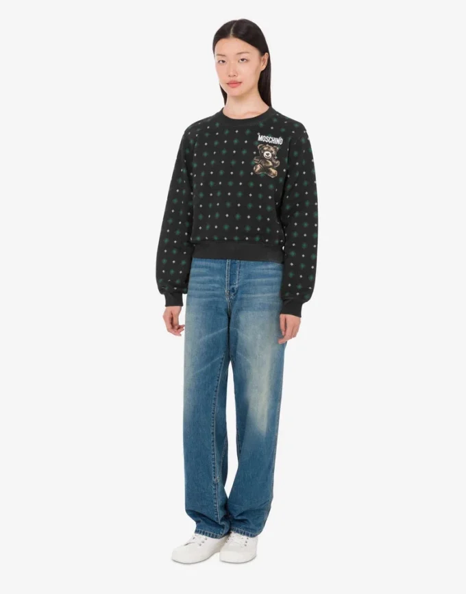 Sudadera de algodón orgánico Moschino Teddy Bear Sudadera de algodón orgánico Moschino Teddy Bear