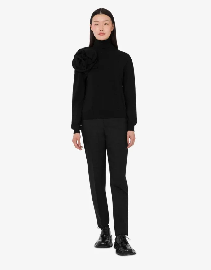 Suéter de cuello alto de lana merino