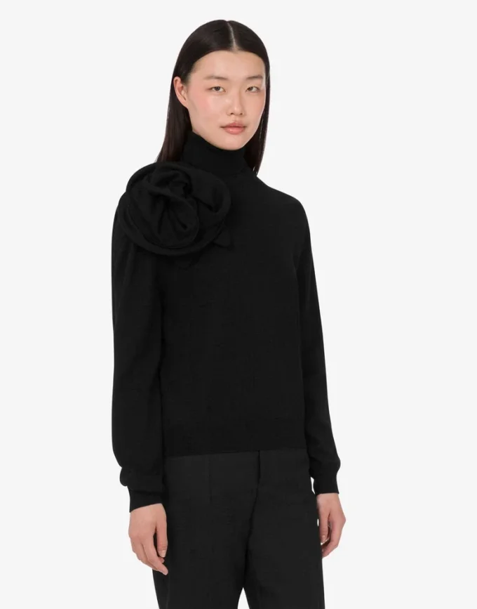 Suéter de cuello alto de lana merino