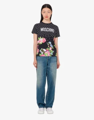 T-shirt de jersey de algodón orgánico estampado
