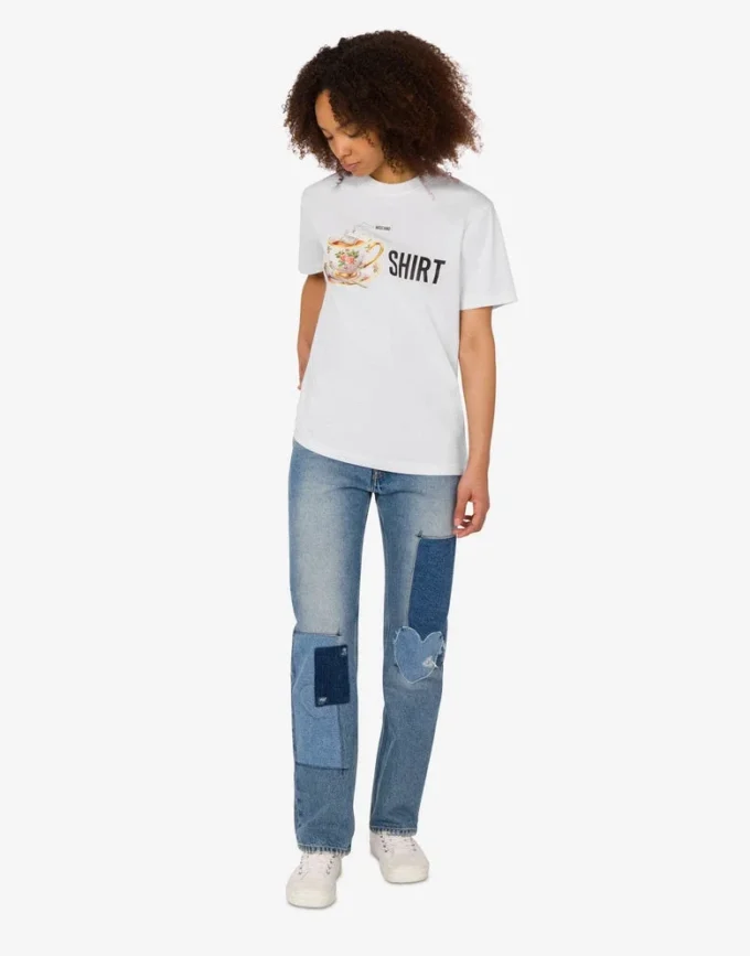 T-shirt de jersey de algodón orgánico estampado