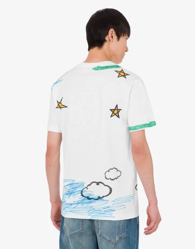 T-shirt de jersey de algodón orgánico estampado