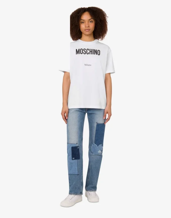 T-shirt de jersey de algodón orgánico estampado