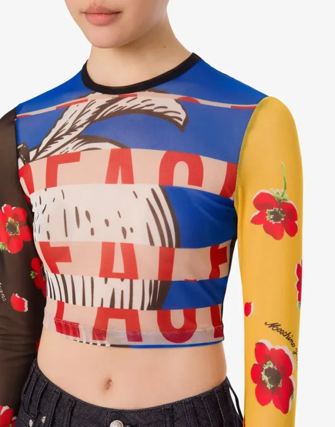 Top corto de tul estampado