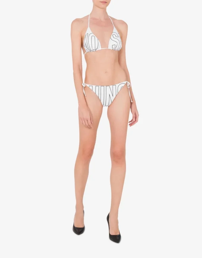 Top de bikini con triángulo y logotipo de goma