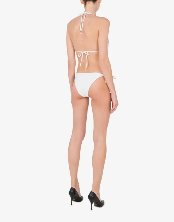 Top de bikini con triángulo y logotipo de goma