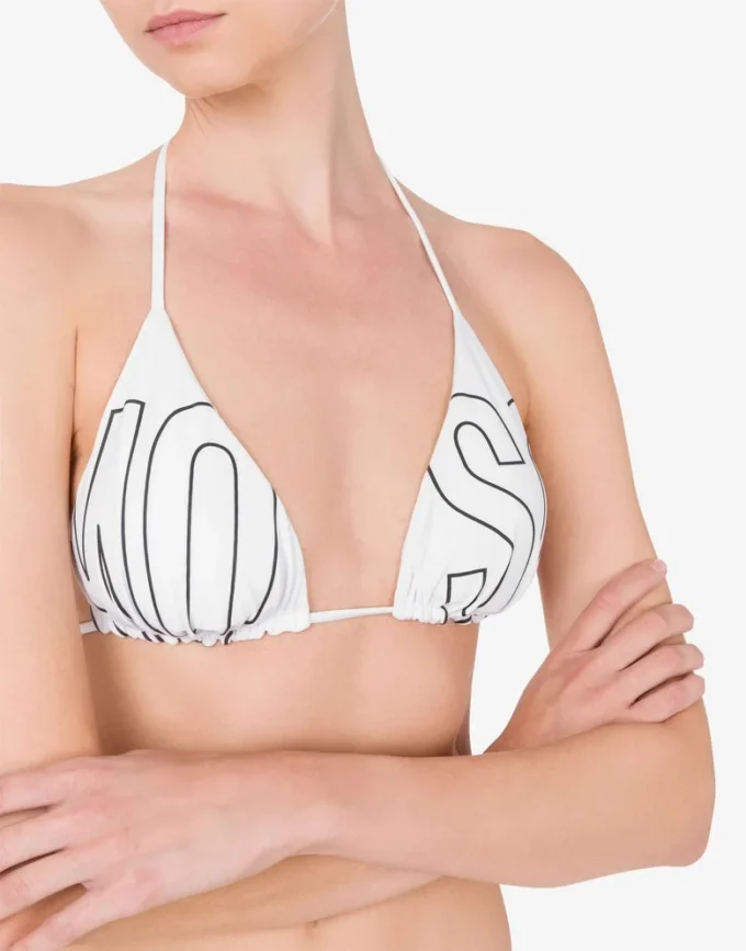Top de bikini con triángulo y logotipo de goma