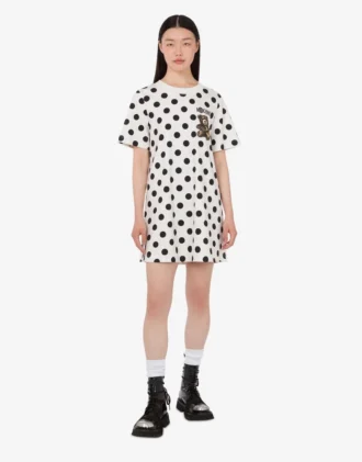 Vestido de algodón grueso con estampado de ositos de peluche Moschino
