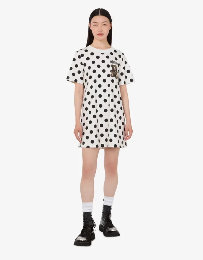 Vestido de algodón grueso con estampado de ositos de peluche Moschino