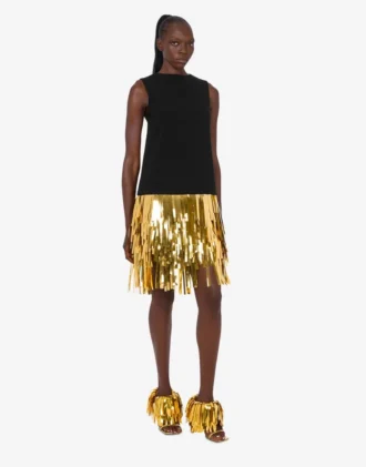 Vestido de crepé elástico con adornos