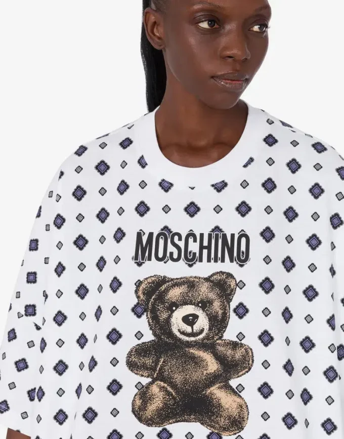 Vestido de jersey de algodón orgánico Moschino Teddy Bear