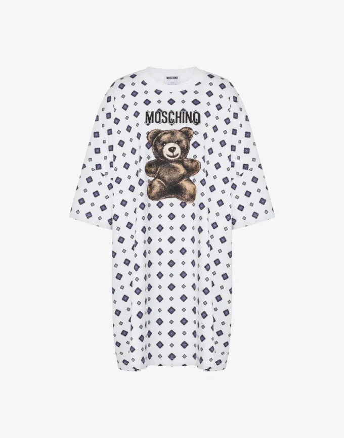 Vestido de jersey de algodón orgánico Moschino Teddy Bear