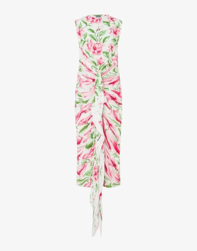 Vestido estampado de crepé de China