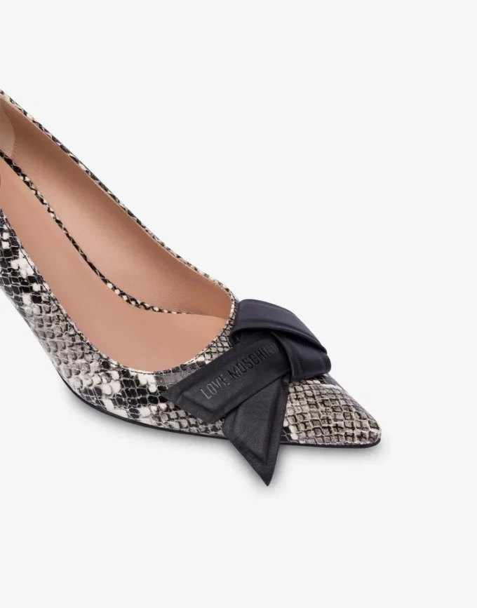 Zapatos de tacón de piel de becerro con estampado de pitón